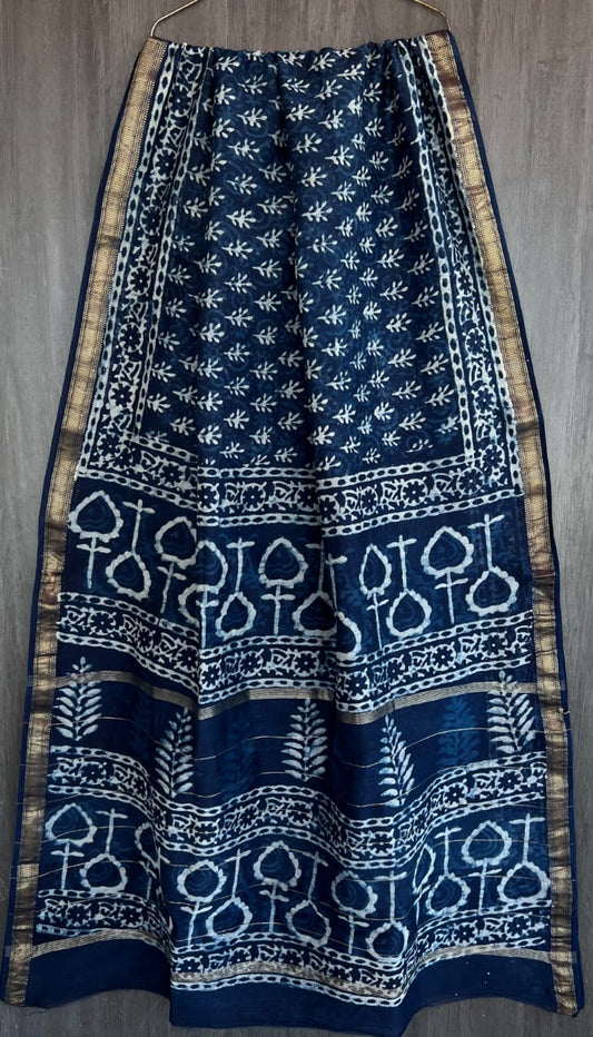 RAJASTHANI RADIANCE -Handblock printed pure Maheshwari silk cotton saree