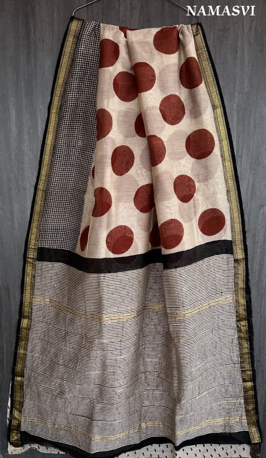 Suta- Hand Block printed,Maheshwari silk saree