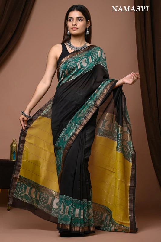 VINTAGE VOGUE- Handblock printed pure Mahewsari silk cotton