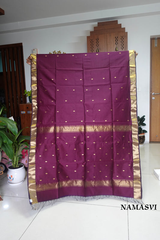 DHARINI - Premium Maheswari Handwoven Pure Silk by Cotton Saree
