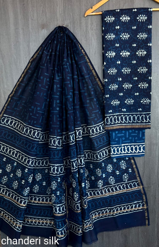 INDIGO- Chanderi silk salwar set