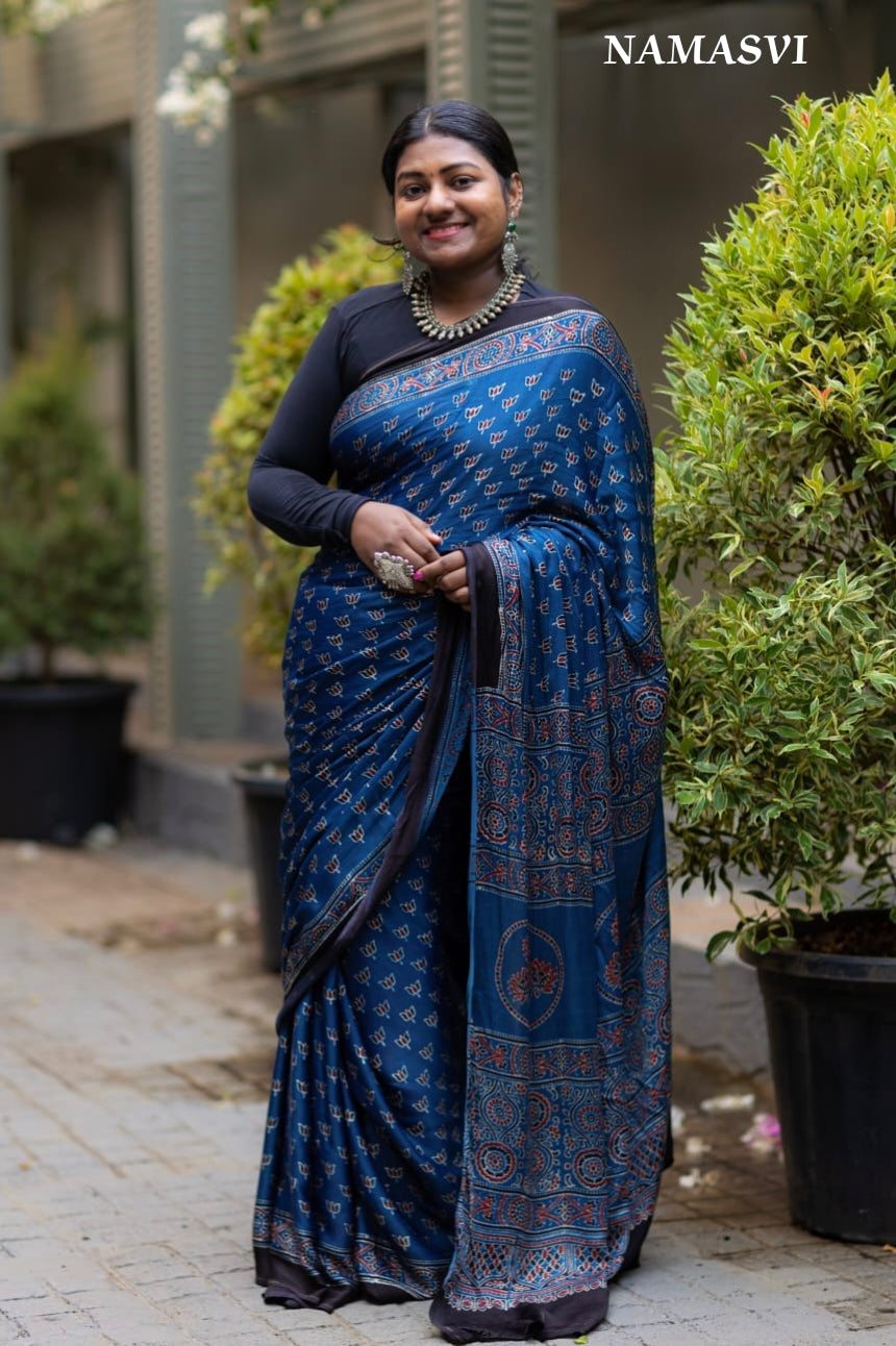 Gulmohar- Ajrak pure modal silk