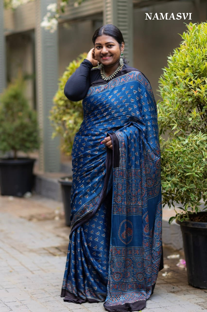 Gulmohar- Ajrak pure modal silk