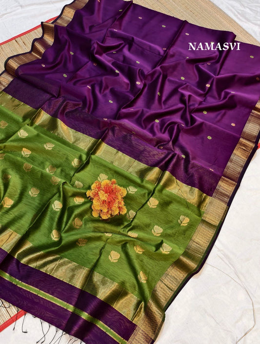 VANI - Premium Maheswari Handwoven Pure Silk by Cotton Saree