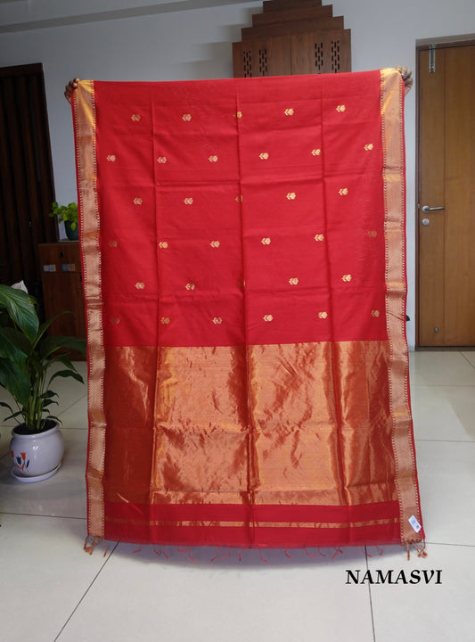 SAKTHI - Premium Maheswari Handwoven Pure Silk by Cotton Saree