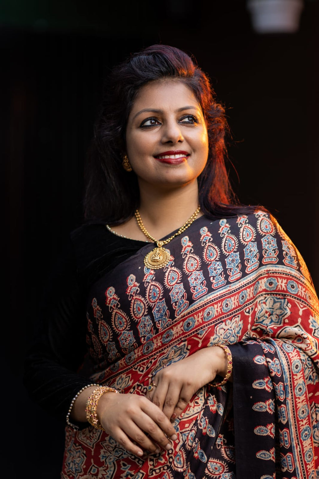 Earthy Dreams- AJRAK modal silk saree